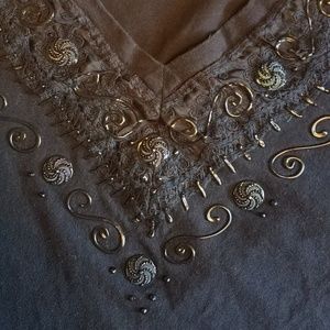 Cesucci tee shirt 3-d trim 100 cot 3/4 sleeve 1x